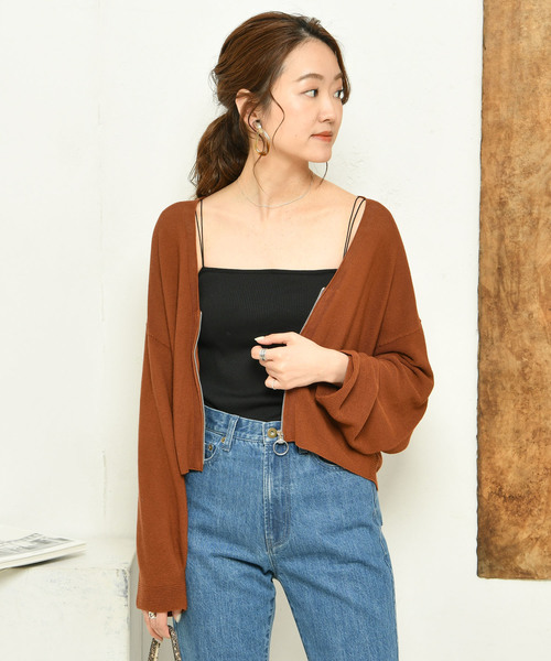 DouDou（ドゥドゥ）の「ガーターファスナーカーデ（カーディガン/ボレロ・レディース・ブラック/レッド/オフホワイト/カーキ・FREE）」の11枚目の写真