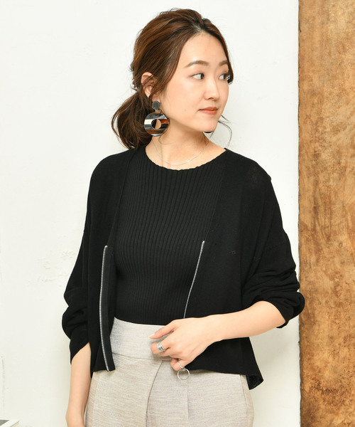 DouDou（ドゥドゥ）の「ガーターファスナーカーデ（カーディガン/ボレロ・レディース・ブラック/レッド/オフホワイト/カーキ・FREE）」の20枚目の写真