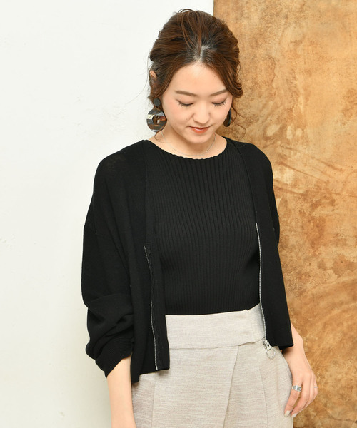 DouDou（ドゥドゥ）の「ガーターファスナーカーデ（カーディガン/ボレロ・レディース・ブラック/レッド/オフホワイト/カーキ・FREE）」の19枚目の写真