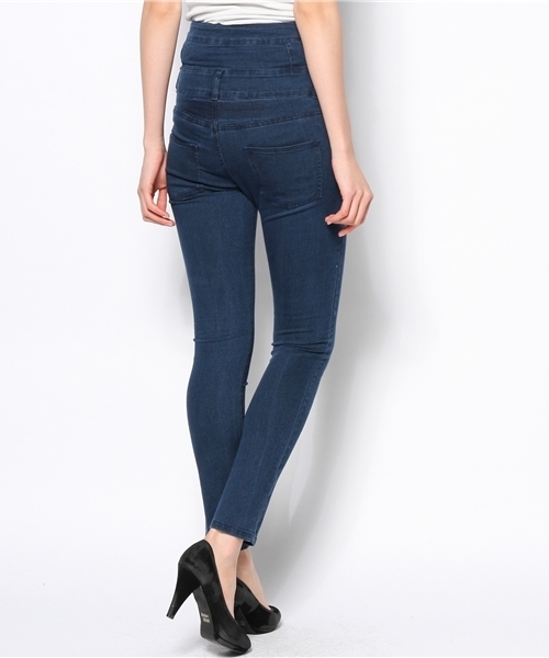 WEGO（ウィゴー）の「WEGO/デニムハイウエストスキニーパンツ（デニムパンツ・レディース・インディゴブルー/ダークインディゴブルー・SMALL/MEDIUM）」の4枚目の写真