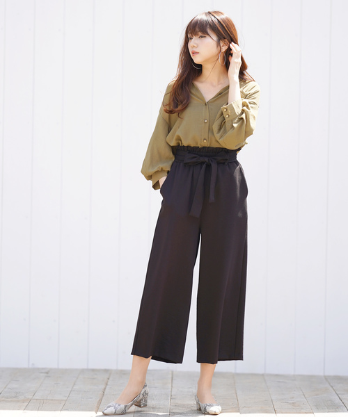 rps(アールピーエス)の「共リボンワイドクロップドパンツ(その他パンツ・レディース・ブラック/ベージュ/オフホワイト・M)」の9枚目の写真