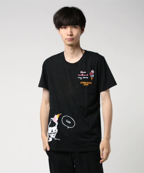 StarLean（スターリアン）の「【StaR★Leone】×【BRICK TOWN】コラボ　BABY Tee 「ICE CREAM」（Tシャツ/カットソー・メンズ・ネイビー/ブラック・1/2/3/4）」の2枚目の写真
