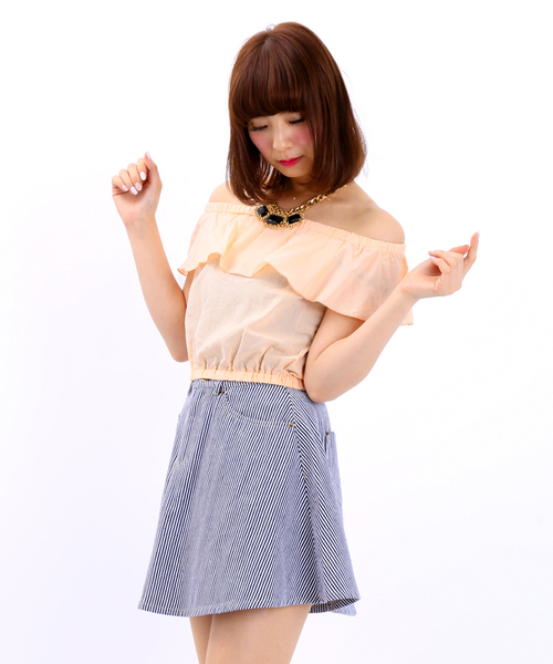 WEGO（ウィゴー）の「WEGO/オフショルダーブラウス（シャツ/ブラウス・レディース・オフホワイト/ネイビー/ライトイエロー/ライトピンク・FREE）」の4枚目の写真