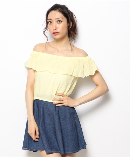 WEGO（ウィゴー）の「WEGO/オフショルダーブラウス（シャツ/ブラウス・レディース・オフホワイト/ネイビー/ライトイエロー/ライトピンク・FREE）」の12枚目の写真