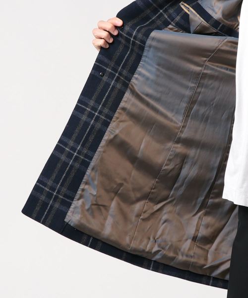 COMME CA MEN（コムサメン）の「ツイードチェックコート（チェスターコート・メンズ・ダークブラウン/ネイビー・SMALL/MEDIUM/LARGE）」の3枚目の写真