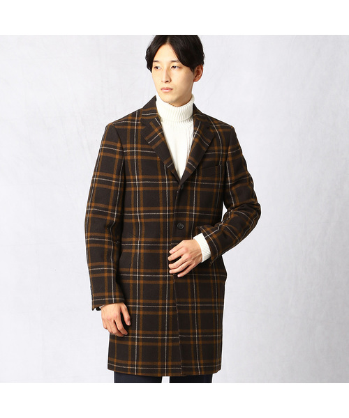 COMME CA MEN（コムサメン）の「ツイードチェックコート（チェスターコート・メンズ・ダークブラウン/ネイビー・SMALL/MEDIUM/LARGE）」の7枚目の写真