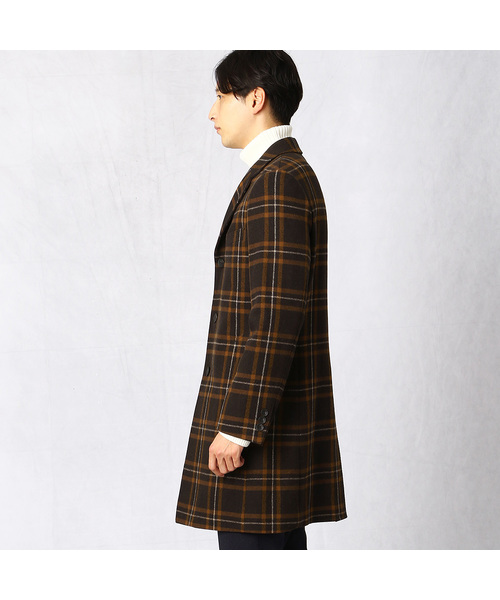 COMME CA MEN（コムサメン）の「ツイードチェックコート（チェスターコート・メンズ・ダークブラウン/ネイビー・SMALL/MEDIUM/LARGE）」の8枚目の写真