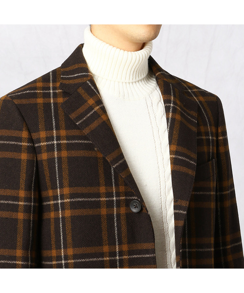 COMME CA MEN（コムサメン）の「ツイードチェックコート（チェスターコート・メンズ・ダークブラウン/ネイビー・SMALL/MEDIUM/LARGE）」の10枚目の写真