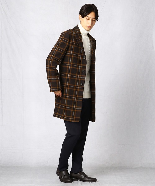 COMME CA MEN（コムサメン）の「ツイードチェックコート（チェスターコート・メンズ・ダークブラウン/ネイビー・SMALL/MEDIUM/LARGE）」の17枚目の写真