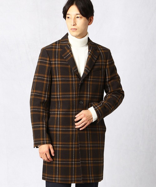 COMME CA MEN（コムサメン）の「ツイードチェックコート（チェスターコート・メンズ・ダークブラウン/ネイビー・SMALL/MEDIUM/LARGE）」の18枚目の写真