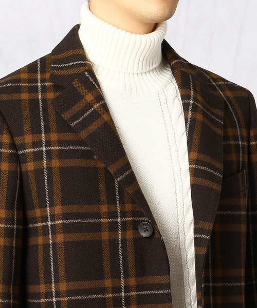 COMME CA MEN（コムサメン）の「ツイードチェックコート（チェスターコート・メンズ・ダークブラウン/ネイビー・SMALL/MEDIUM/LARGE）」の21枚目の写真