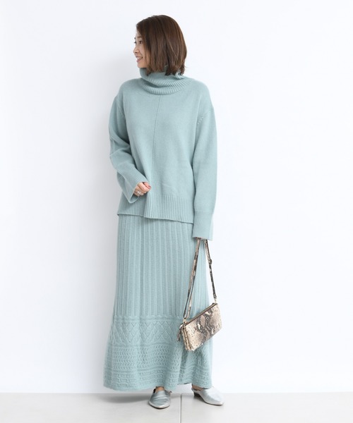 DouDou(ドゥドゥ)の「ニットアップ透かしジャガードスカート(スカート・レディース・グリーン/ベージュ・FREE)」の13枚目の写真