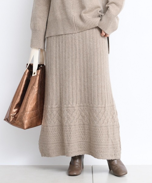 DouDou(ドゥドゥ)の「ニットアップ透かしジャガードスカート(スカート・レディース・グリーン/ベージュ・FREE)」の18枚目の写真