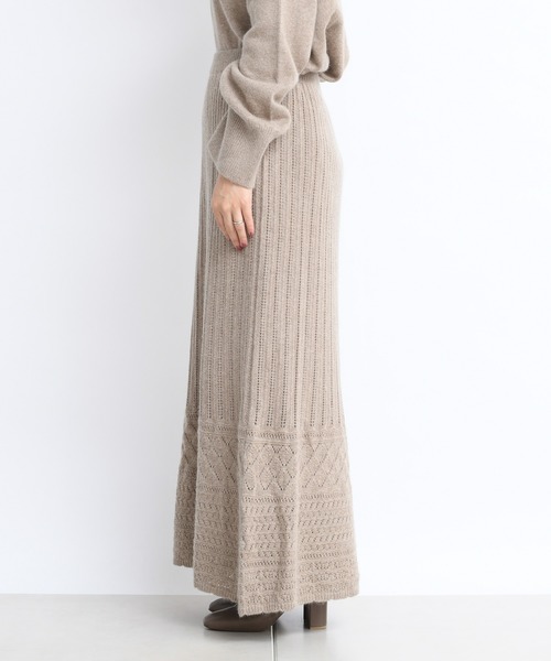 DouDou(ドゥドゥ)の「ニットアップ透かしジャガードスカート(スカート・レディース・グリーン/ベージュ・FREE)」の10枚目の写真