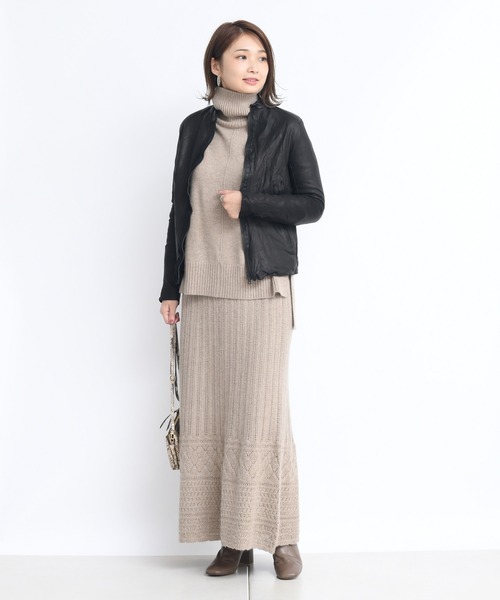 DouDou(ドゥドゥ)の「ニットアップ透かしジャガードスカート(スカート・レディース・グリーン/ベージュ・FREE)」の19枚目の写真