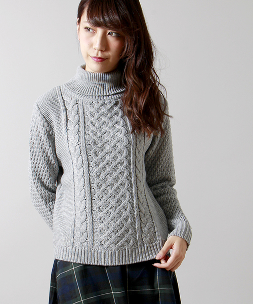 WEGO（ウィゴー）の「WEGO/ケーブル編みハイネックニット（ニット/セーター・レディース・アイボリー/杢グレー/サックスブルー/ライトピンク・FREE）」の3枚目の写真