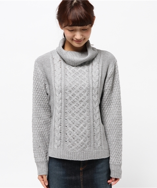 WEGO（ウィゴー）の「WEGO/ケーブル編みハイネックニット（ニット/セーター・レディース・アイボリー/杢グレー/サックスブルー/ライトピンク・FREE）」の12枚目の写真