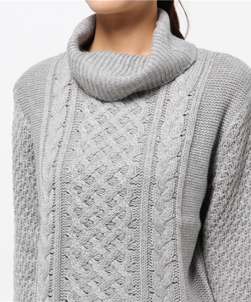 WEGO（ウィゴー）の「WEGO/ケーブル編みハイネックニット（ニット/セーター・レディース・アイボリー/杢グレー/サックスブルー/ライトピンク・FREE）」の5枚目の写真