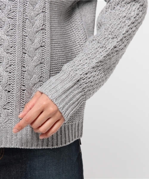 WEGO（ウィゴー）の「WEGO/ケーブル編みハイネックニット（ニット/セーター・レディース・アイボリー/杢グレー/サックスブルー/ライトピンク・FREE）」の6枚目の写真