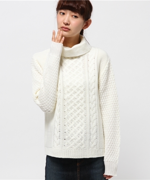 WEGO（ウィゴー）の「WEGO/ケーブル編みハイネックニット（ニット/セーター・レディース・アイボリー/杢グレー/サックスブルー/ライトピンク・FREE）」の15枚目の写真