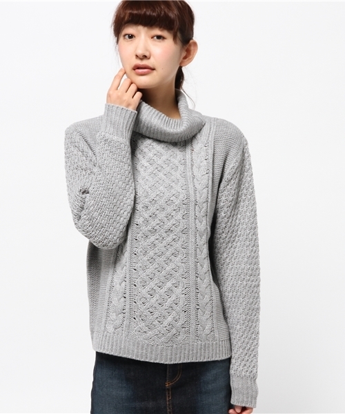 WEGO（ウィゴー）の「WEGO/ケーブル編みハイネックニット（ニット/セーター・レディース・アイボリー/杢グレー/サックスブルー/ライトピンク・FREE）」の9枚目の写真