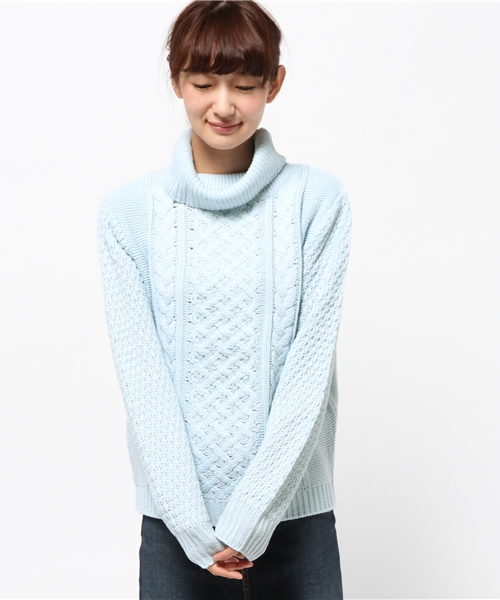 WEGO（ウィゴー）の「WEGO/ケーブル編みハイネックニット（ニット/セーター・レディース・アイボリー/杢グレー/サックスブルー/ライトピンク・FREE）」の10枚目の写真