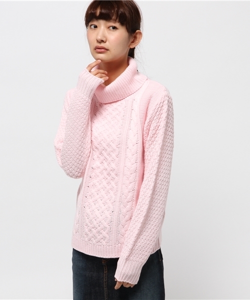 WEGO（ウィゴー）の「WEGO/ケーブル編みハイネックニット（ニット/セーター・レディース・アイボリー/杢グレー/サックスブルー/ライトピンク・FREE）」の11枚目の写真