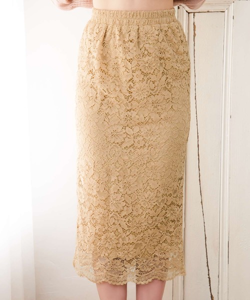Julia Boutique（ジュリアブティック）の「総レースタイトスカート/510566L（スカート・レディース・ブラック/ベージュ/パープル/ネイビー/ブルー/ボルドー/ミント/ライトブルー/ピンク/イエロー・M/LL/L）」の17枚目の写真