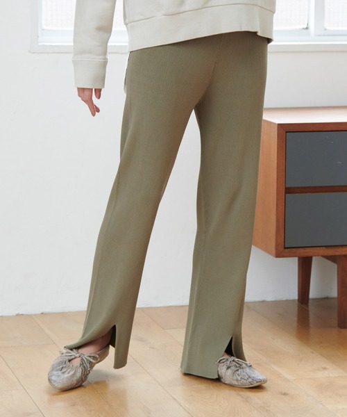 ROPE' PICNIC（ロペピクニック）の「【UVケア＆マシンウォッシャブル】センタースリットニットパンツ（その他パンツ・レディース・ブラック/カーキ/ベージュ系その他・40/38）」の3枚目の写真