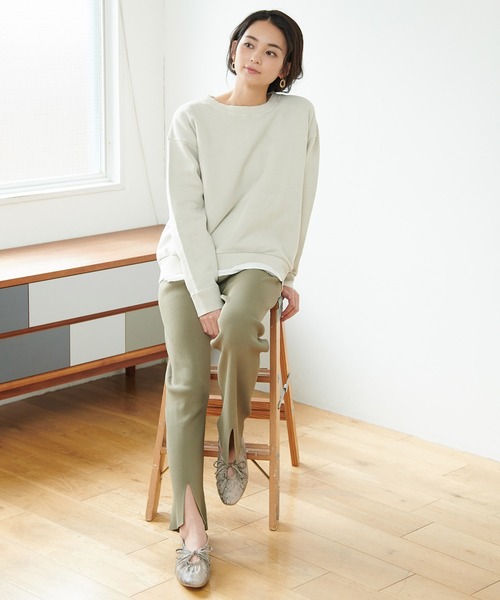 ROPE' PICNIC（ロペピクニック）の「【UVケア＆マシンウォッシャブル】センタースリットニットパンツ（その他パンツ・レディース・ブラック/カーキ/ベージュ系その他・40/38）」の9枚目の写真