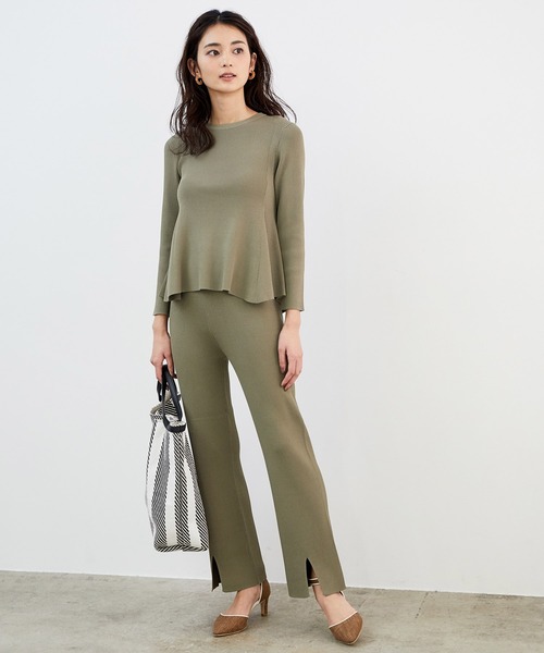 ROPE' PICNIC（ロペピクニック）の「【UVケア＆マシンウォッシャブル】センタースリットニットパンツ（その他パンツ・レディース・ブラック/カーキ/ベージュ系その他・40/38）」の12枚目の写真