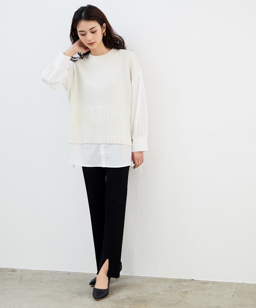 ROPE' PICNIC（ロペピクニック）の「【UVケア＆マシンウォッシャブル】センタースリットニットパンツ（その他パンツ・レディース・ブラック/カーキ/ベージュ系その他・40/38）」の11枚目の写真