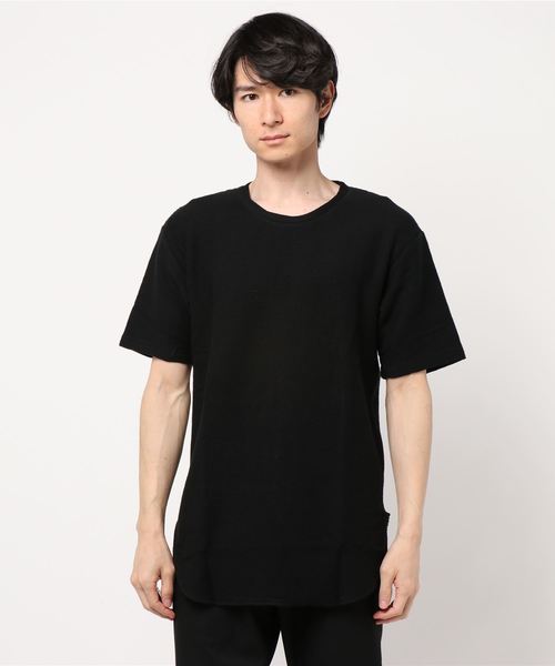 TRAP/U (トラップユー)の「【TRAP/U】メランジタックボーダー ロング丈T(Tシャツ/カットソー・メンズ・ホワイト/ブラック/オートミール・MEDIUM/LARGE)」の3枚目の写真