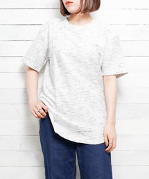 TRAP/U （トラップユー）の「【TRAP/U】メランジタックボーダー　ロング丈T（Tシャツ/カットソー）」