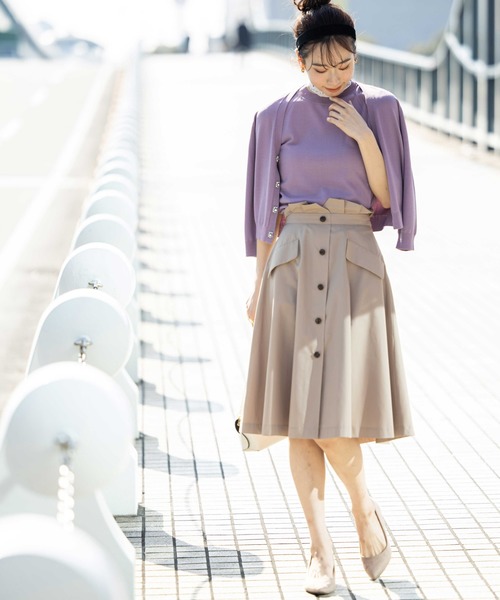 12Twelve Agenda（トゥエルブ　アジェンダ）の「Ｖネックビジュー釦７分袖ニットカーディガン（カーディガン/ボレロ・レディース・ブラック/ラベンダー/ネイビー/オフホワイト・M）」の16枚目の写真