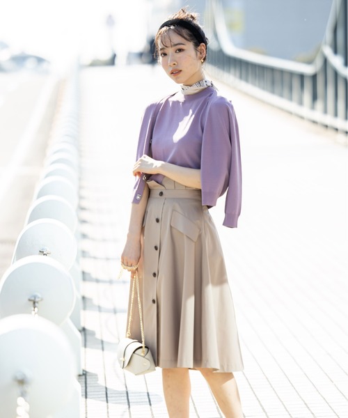 12Twelve Agenda（トゥエルブ　アジェンダ）の「Ｖネックビジュー釦７分袖ニットカーディガン（カーディガン/ボレロ・レディース・ブラック/ラベンダー/ネイビー/オフホワイト・M）」の15枚目の写真