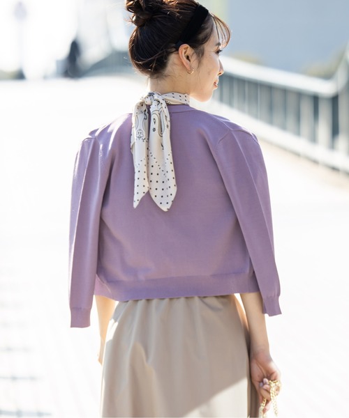 12Twelve Agenda（トゥエルブ　アジェンダ）の「Ｖネックビジュー釦７分袖ニットカーディガン（カーディガン/ボレロ・レディース・ブラック/ラベンダー/ネイビー/オフホワイト・M）」の13枚目の写真