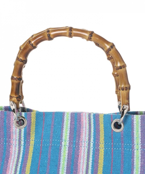 LAKOLE（ラコレ）の「バンブーハンドルマーケットバッグ / LAKOLE（ハンドバッグ・レディース・レッド/ブルー・FREE）」の11枚目の写真