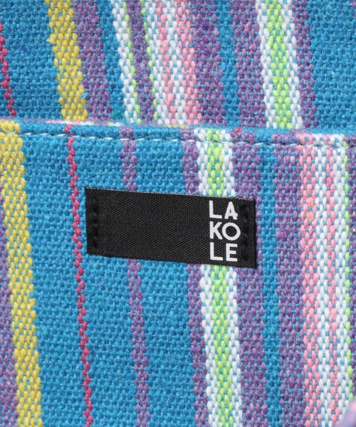 LAKOLE（ラコレ）の「バンブーハンドルマーケットバッグ / LAKOLE（ハンドバッグ・レディース・レッド/ブルー・FREE）」の4枚目の写真
