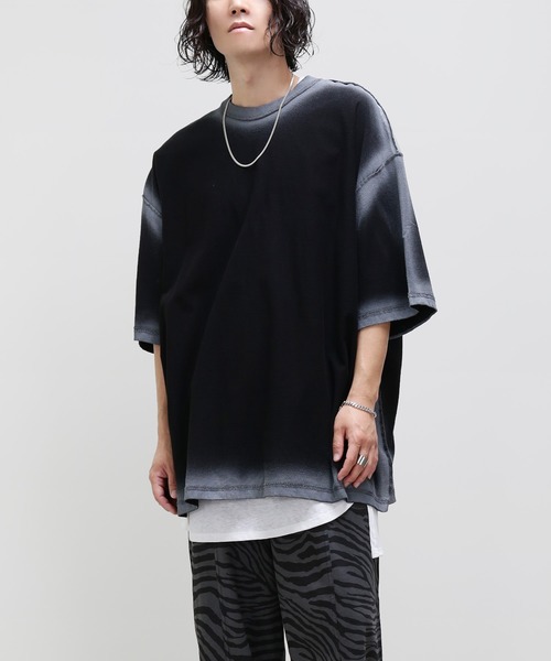 minsobi(ミンソビ)の「グラデーションスプレーBig T(Tシャツ/カットソー・メンズ・ホワイト/ブラック・FREE)」の12枚目の写真
