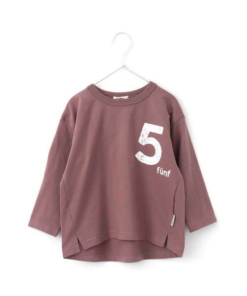 MAKE YOUR DAY（メイクユアデイ）の「No.5プリントスリット長袖Tシャツ■80～140cm（Tシャツ/カットソー・キッズ・パープル/カーキ/キャメル・90/100/110/120/80/130/140）」の2枚目の写真