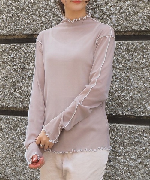 tiptop（ティップトップ）の「2020AW ハイネックシアーメローロンT（Tシャツ/カットソー・レディース・オフホワイト/ブラック/グレイッシュベージュ・FREE）」の11枚目の写真