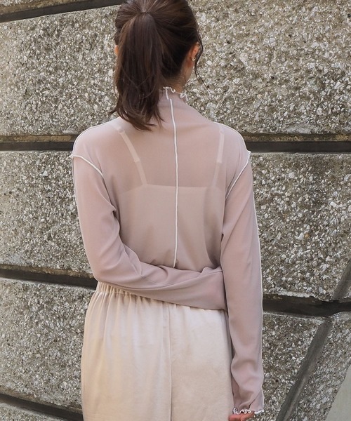 tiptop（ティップトップ）の「2020AW ハイネックシアーメローロンT（Tシャツ/カットソー・レディース・オフホワイト/ブラック/グレイッシュベージュ・FREE）」の13枚目の写真