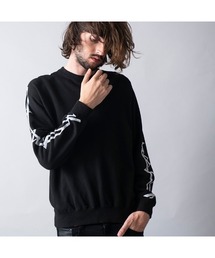 【NO ID.】French Terry Thunder Line Print Crew Neck Pullover / 裏毛 サンダー ライン プリント クルーネック プルオーバー