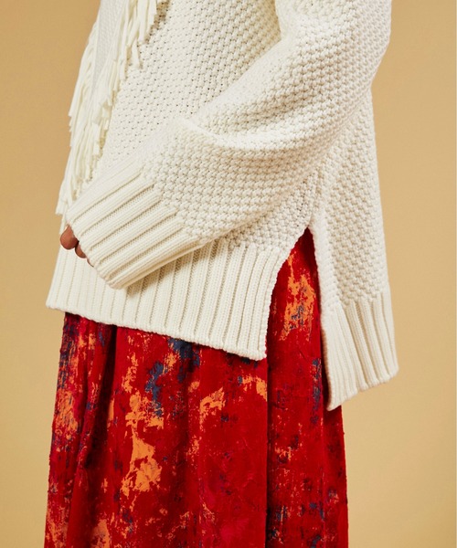 DOUBLE STANDARD CLOTHING（ダブルスタンダードクロージング）の「cashfeel  フリンジデザインニット（ニット/セーター・レディース・オフホワイト・FREE）」の6枚目の写真