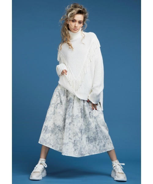 DOUBLE STANDARD CLOTHING（ダブルスタンダードクロージング）の「cashfeel  フリンジデザインニット（ニット/セーター・レディース・オフホワイト・FREE）」の3枚目の写真