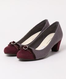 JELLY BEANS | ベロアミニリボンコンビパンプス<ふわさら>(125-25367)JELLY BEANS(ジェリービーンズ)(パンプス)