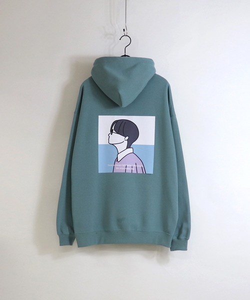 ILL'S(イルズ)の「ILL'S / イルズ ボーイイラスト プリントビッグパーカー(パーカー・メンズ・ホワイト/チャコールグレー/ブラック/ベージュ/サックスブルー/ホワイト系その他/ミント・M/L)」の6枚目の写真