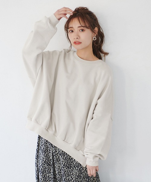 coca（coca）（コカ）の「USAコットン春スウェット（スウェット・レディース・ライトグリーン/チャコールグレー/アイボリー・ONE SIZE）」の3枚目の写真