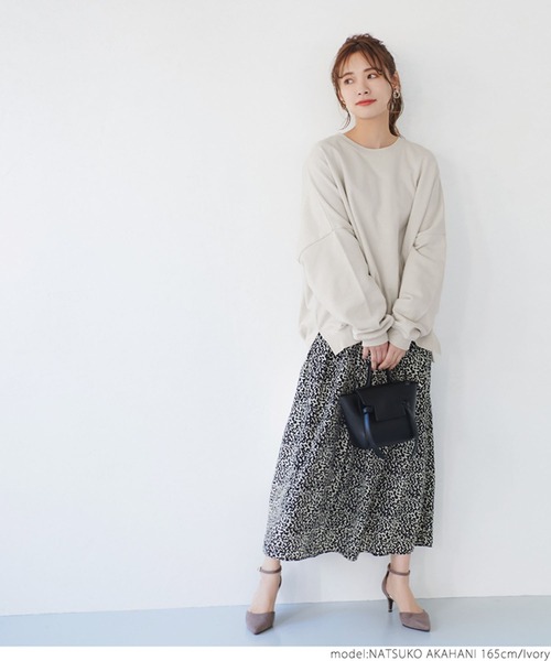 coca（coca）（コカ）の「USAコットン春スウェット（スウェット・レディース・ライトグリーン/チャコールグレー/アイボリー・ONE SIZE）」の9枚目の写真